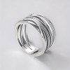 Dames 925 Zilveren Open Ring met Gekruiste Lijnen