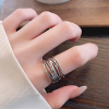 Dames 925 Zilveren Open Ring met Gekruiste Lijnen