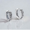 Silver hoop earrings carved dragons zodiac