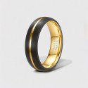 Black Golden Tungsten Carbide Grooved Wedding Band Ring