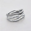 Bague Femme Argent 925 Ouverte Réglable – Design Torsadé et Perlé Élégant