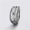 Bague Femme Argent 925 Ouverte Réglable – Design Torsadé et Perlé Élégant