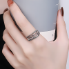 Bague Femme Argent 925 Ouverte Réglable – Design Torsadé et Perlé Élégant