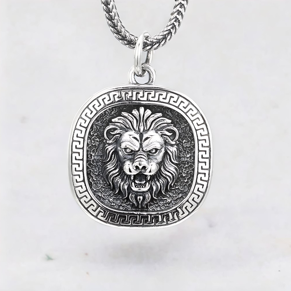 Pendentif homme argent plaque tete de tigre (Dupliqué)