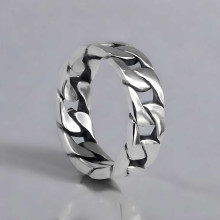 Anello nuziale da uomo in stile catena – Argento Sterling 925 – Eleganza robusta
