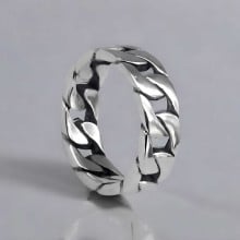 Anillo de bodas estilo cadena para hombre – Plata de ley 925 – Elegancia robusta
