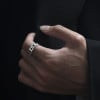 Bague homme chaine argent rhodie