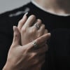 Bague homme chaine argent rhodie
