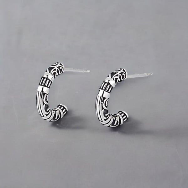 Boucles d'oreille argent Bali homme femme semi anneau hoop