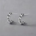 Pendientes Bali de plata para hombre y mujer, anillos semi aro
