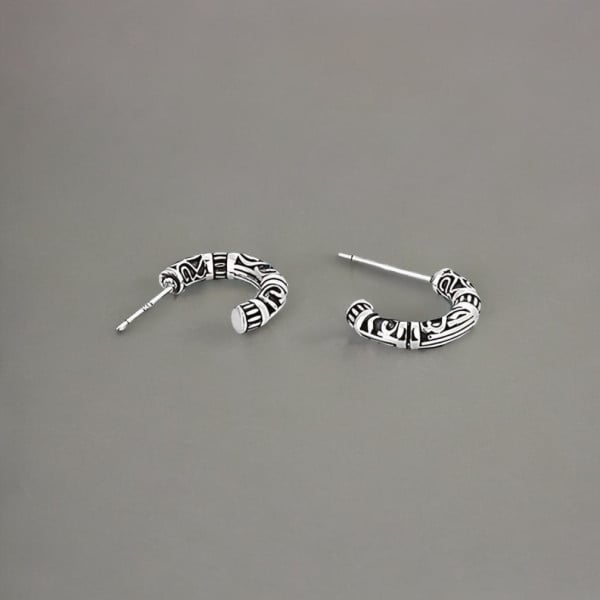 Boucles d'oreille argent Bali homme femme semi anneau hoop