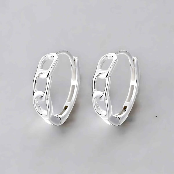 Boucles d'oreille argent creoles chaine homme femme