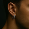 Boucles d'oreille argent creoles chaine homme femme