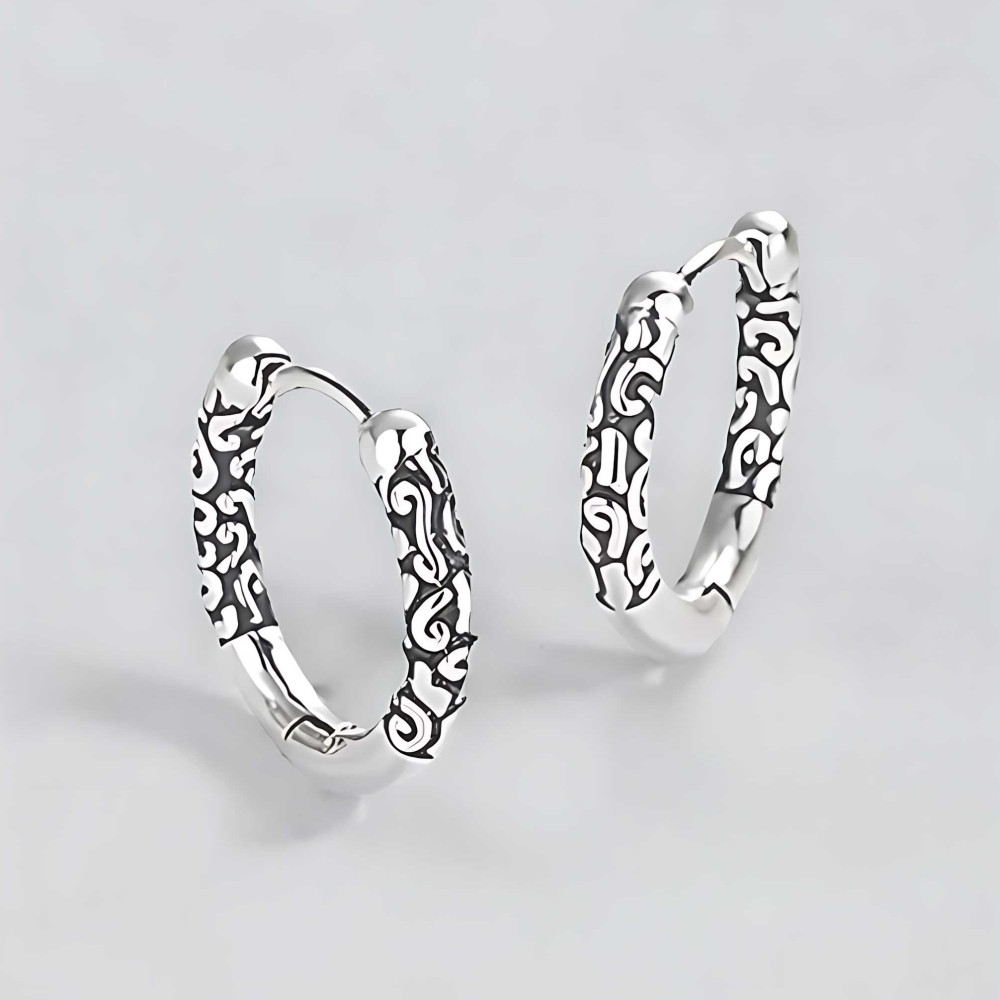 Celtic silver earrings for men and women, creole hoops