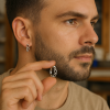 Boucles d'oreille argent creoles chaine homme femme