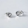 Boucles d'oreilles clous argent symbole OM homme femme