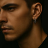 Boucles d'oreille argent homme femme creoles chaine marine cisele - paire