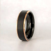 8mm Bague personnalisee tungstene homme finition brosse noir bleu