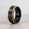 8mm Bague personnalisee tungstene homme finition brosse noir bleu