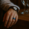 N Bague personnalisee Homme anneau Tungstene sertie fibre de carbone a graver