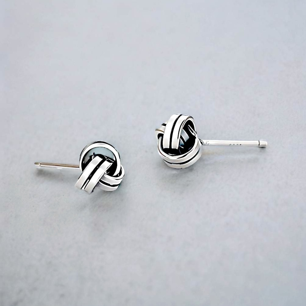 Boucles d'oreilles homme clou argent noeud celtique marin