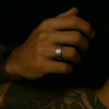 Noir Bague personnalisee dome tungstene homme noir brosse