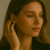 Bague céramique blanche ligne bois