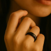 N6mm Bague personnalisee femme anneau ceramique noire facettes