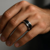 Bague homme tungstene anneau noir fibre de carbone personnaliser