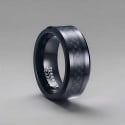 Anillo de tungsteno para hombre, anillo de fibra de carbono negro, personalizado