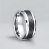 A Bague homme tungstene anneau noir fibre de carbone personnaliser