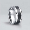 Bague homme tungstene anneau noir fibre de carbone personnaliser