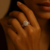 Bague de fiançailles femme double anneau argent zirconium ovale 3 couleurs