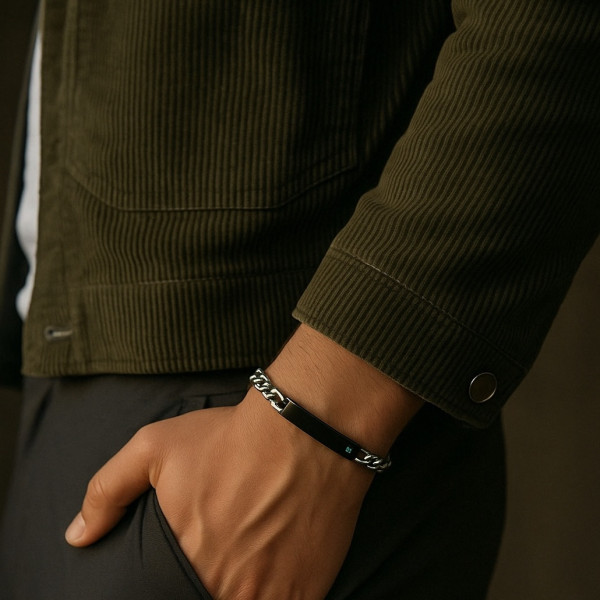 TempBeau 2 braccialetti da uomo in acciaio inossidabile: catena gourmette da uomo 19 a 21 cm, argento nero, rapper Hip Hop, catena cubana, moda regali per donne, figli, papà marito, 18cm, 19cm