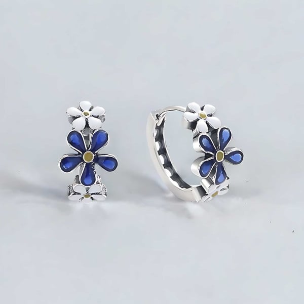 Boucles d'oreille argent fleur resine creoles