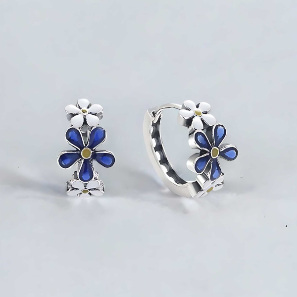 Boucles d'oreille argent fleur resine creoles