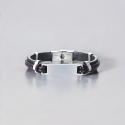 Bracelet personnalise cuir gourmette homme plaque acier
