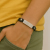 Bracelet personnalise cuir gourmette acier homme double cordon personnalisable
