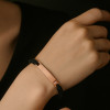 Bracelet personnalise couple nylon tresse zirconium plaque acier