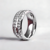 A Bague personnalisee homme acier 2 lignes zirconium
