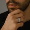 Bague personnalisee homme acier 2 lignes zirconium