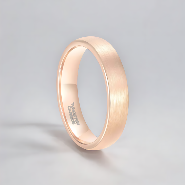 Bague mariage personnalisee alliance tungstene brossee or rose