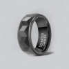 Bague homme multifacette tungstene noir a graver