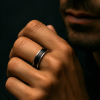 6N Bague personnalisee homme anneau alliance dome tungstene