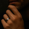 6mm Bague personnalisee dome brosse tungstene alliance