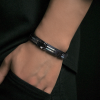 Bracelet homme ceramique noire nacre abalone magnetique