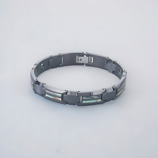 Bracelet homme ceramique noire nacre abalone magnetique