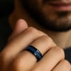 Bague personnalisee homme anneau mariage tungstene sable opale