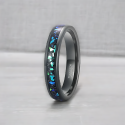Personalized blue opal tungsten alliance ring