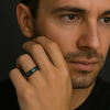4mm Bague personnalisee alliance tungstene opale bleue